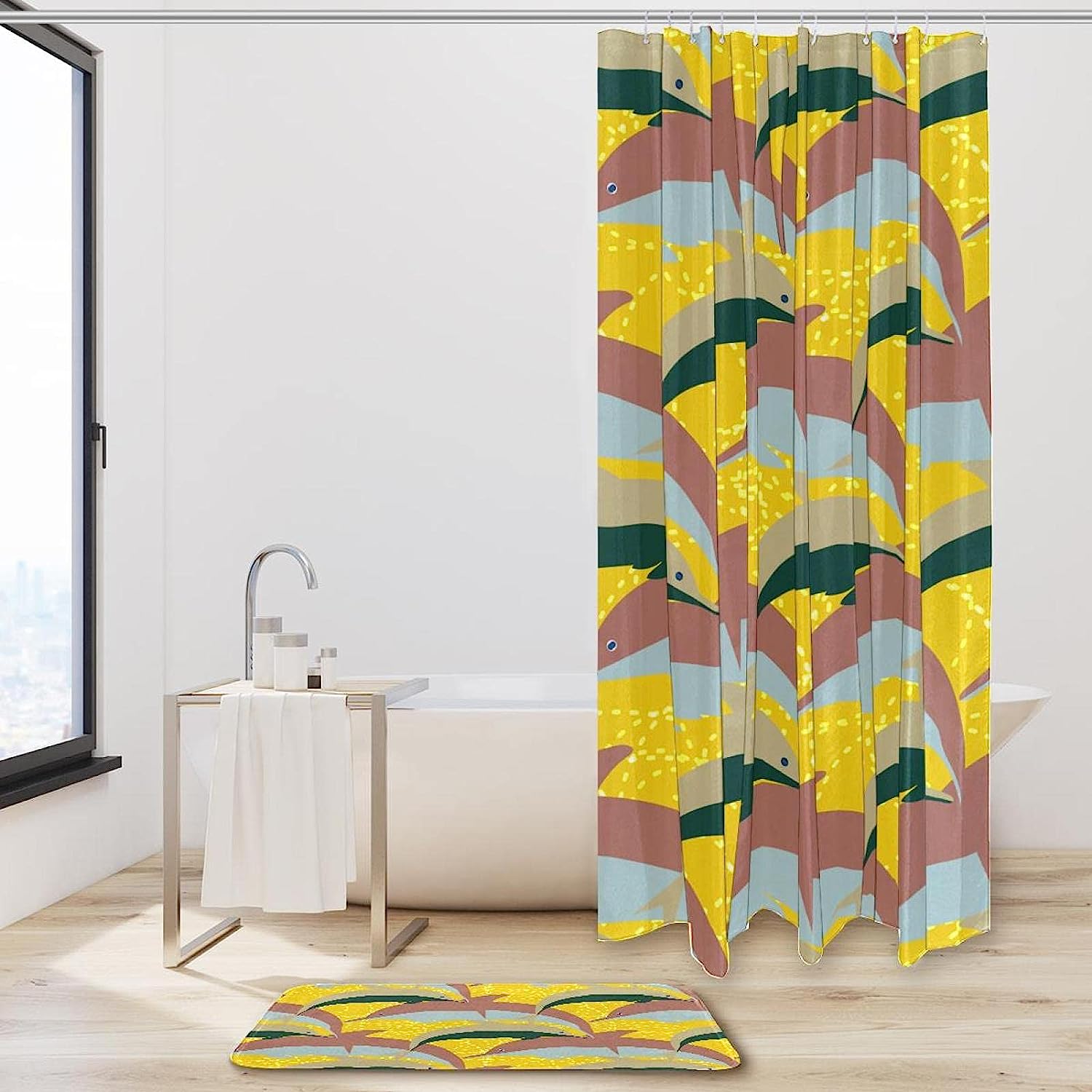 Dolphin Under Water Waterproof Shower Curtain For Bathroom Decors - Image 2
