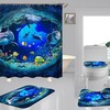 Dolphin Underwater Marine Wildlife Ocean Animal Print Shower Curtain, Seabed Bathroom Decor, Waterproof Curtain 