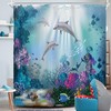 Dolphin Underwater Marine Wildlife Ocean Animal Print Shower Curtain, Seabed Bathroom Decor, Waterproof Fabric Curtain 