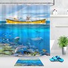 Dolphins Corals Cat Fishing Boat Fabric Shower Curtain For Bathroom Decor
