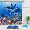 Dolphins Fishes Sunken Ship Shower Curtain Fabric Bathroom Decor