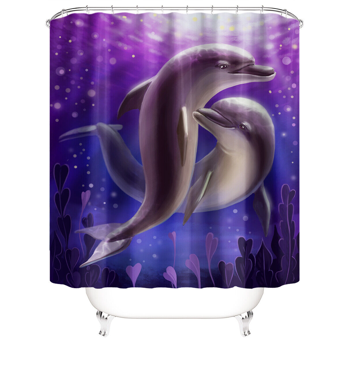 Dolphins In The Waves Shower Curtain For Bathroom - Image 2