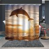 Dolphins Jumping In The Sun Seascape Shower Curtain For Home Hotels