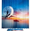Dolphins Over The Sea Waterproof Shower Curtain For Bathroom Decor