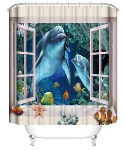 Dolphins Print Shower Curtain Bathroom Cover for a Nautical and Relaxing Bathroom Decor