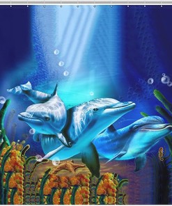 Dolphins Printed Shower Curtain Waterproof For Beautiful Bathroom Decor