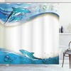 Dolphins Sea Waves Ocean Print Shower Curtain for Bathroom