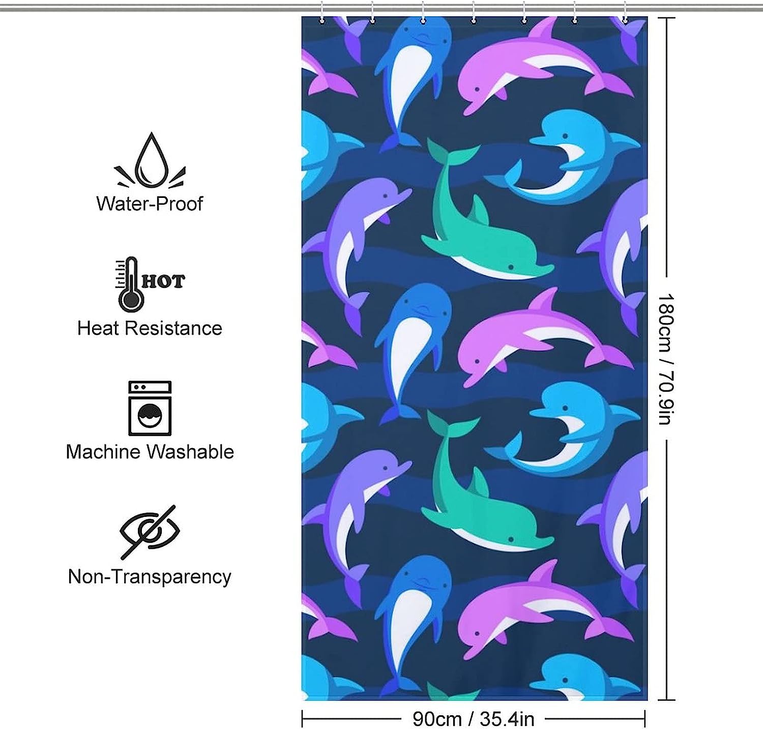 Dolphins Soft Fabric Shower Curtain For Bathroom Decor - Image 2