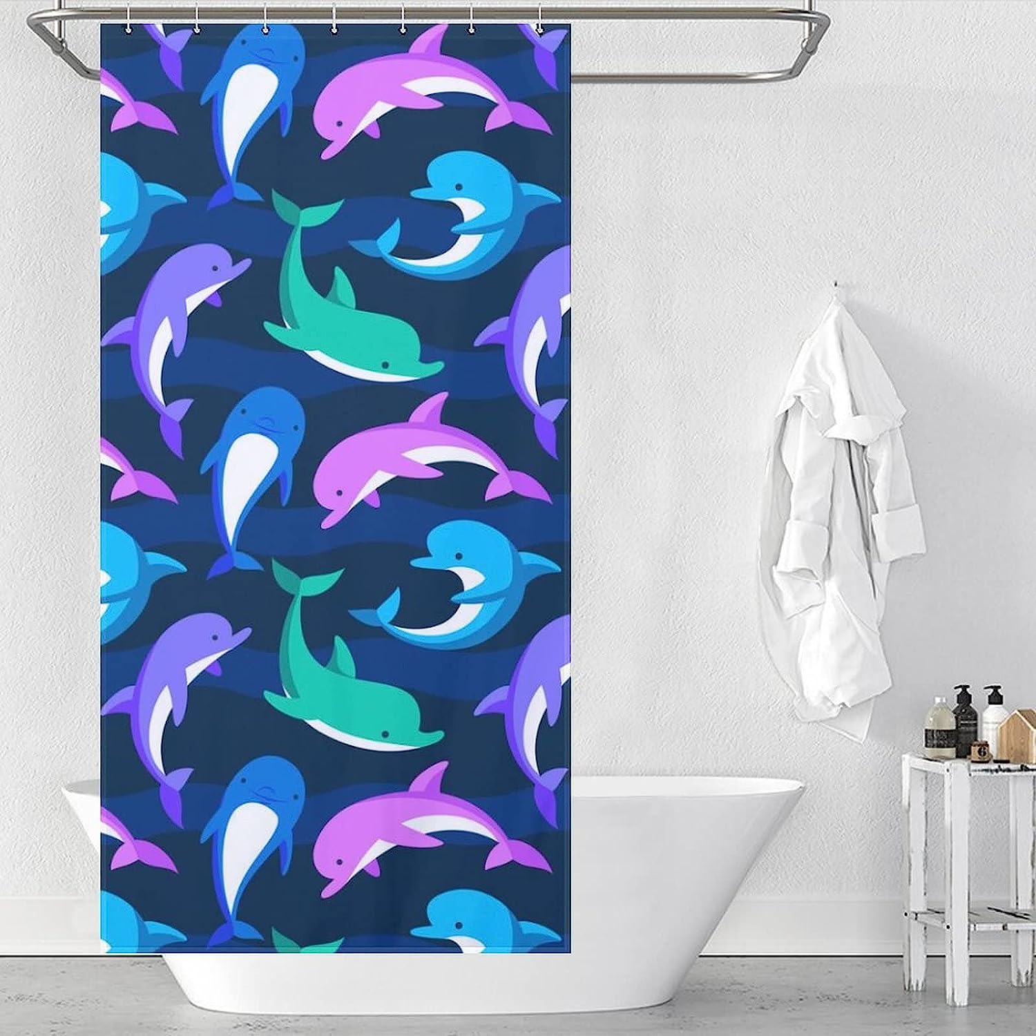 Dolphins Soft Fabric Shower Curtain For Bathroom Decor - Image 3