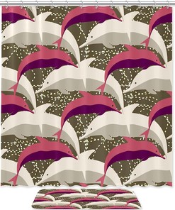 Dolphins Under Water Waterproof Bath Curtain For Bathroom - A Flock Of Dolphin Design