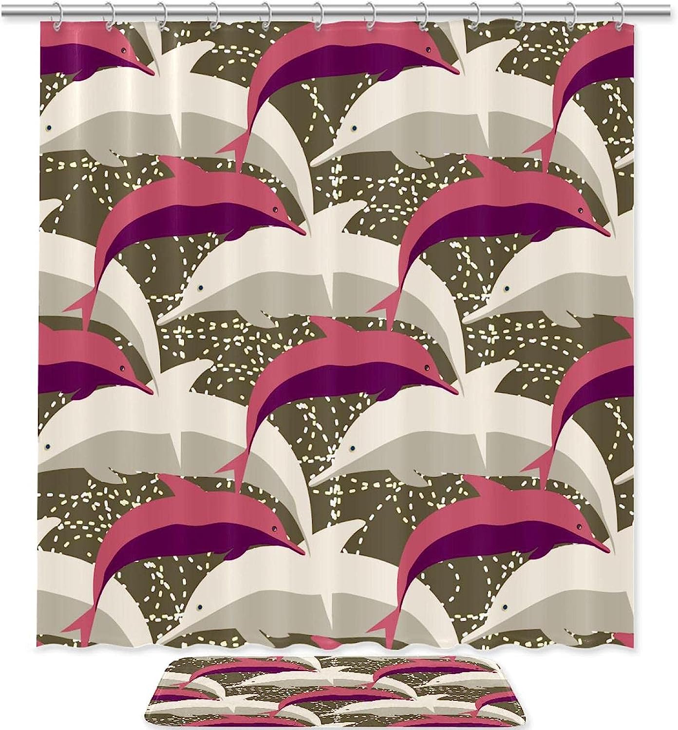 Dolphins Under Water Waterproof Bath Curtain For Bathroom - A Flock Of Dolphin Design