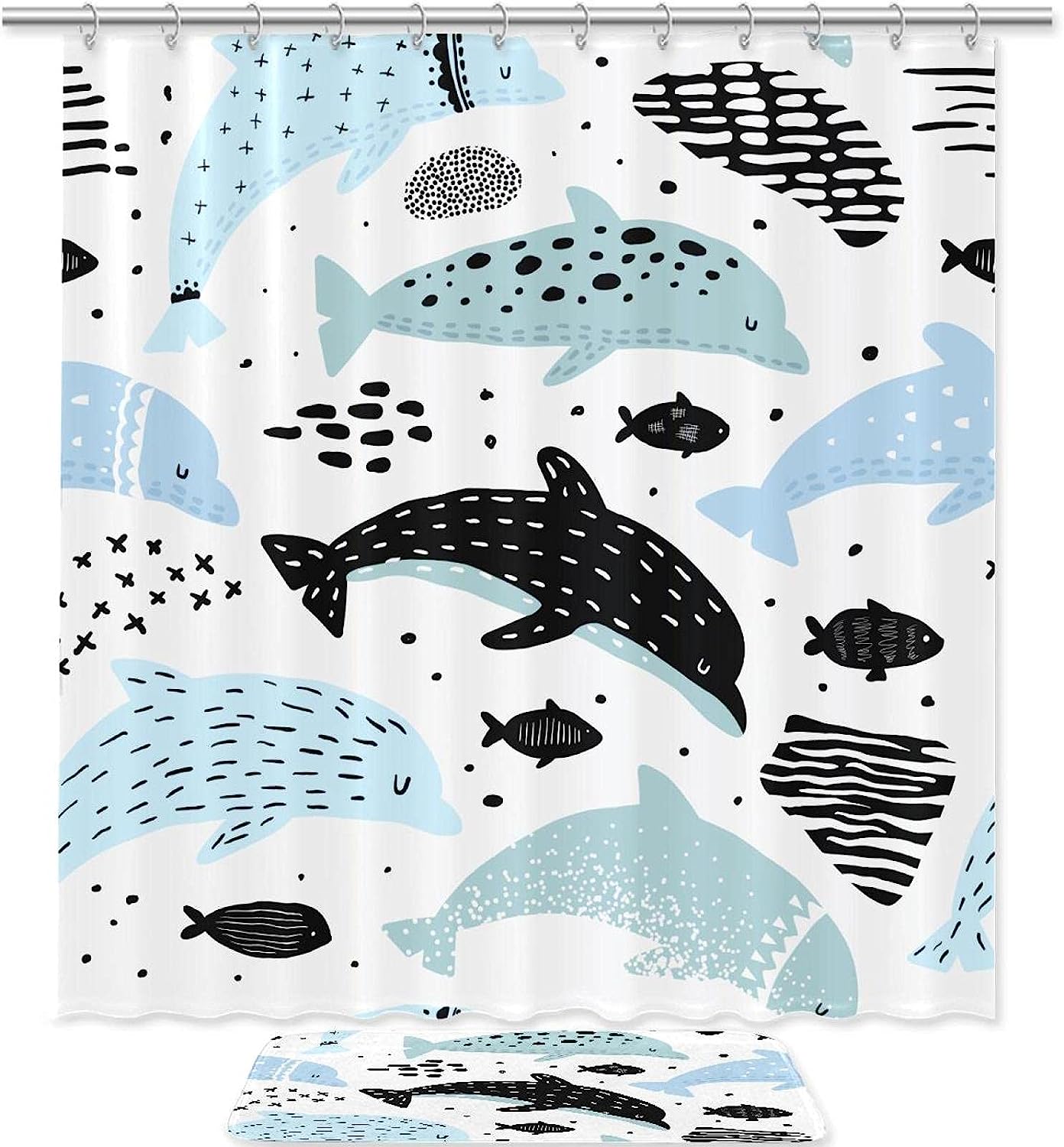 Dolphins Vintage Bathroom Shower Curtains For A Nautical Theme