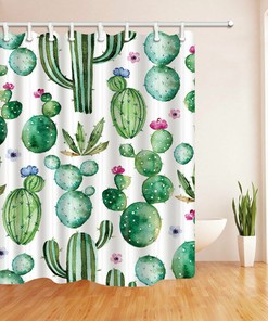 Don'T Miss A Beat With Floral Ball Cactus Shower Curtain - Waterproof Fabric Bathroom Decors For Any Home