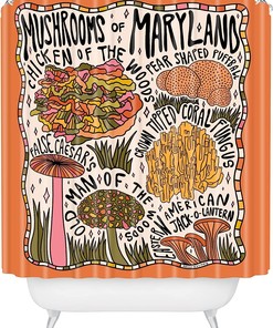 Doodle by Meg Mushrooms Print Shower Curtain of Maryland Nature