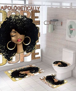 Dope Melanin African American Shower Curtain 4 Piece Set