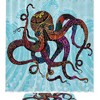 Double Glide Hooks Blue Modern Octopus Ocean Print Shower Curtain for Bathroom