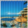 Downtown Scene Printed Fabric Shower Curtain for Hawaiian Bathroom
