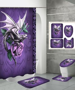 Dragon And Rose Flowers Shower Curtain For Your Beautiful Bathroom