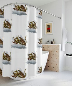 Dragon Cloud Surfing Fantasy Shower Curtain With Bold And Creative Design For Modern Bathroom