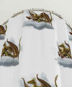 Dragon Cloud Surfing Fantasy Shower Curtain With Bold And Creative Design For Modern Bathroom
