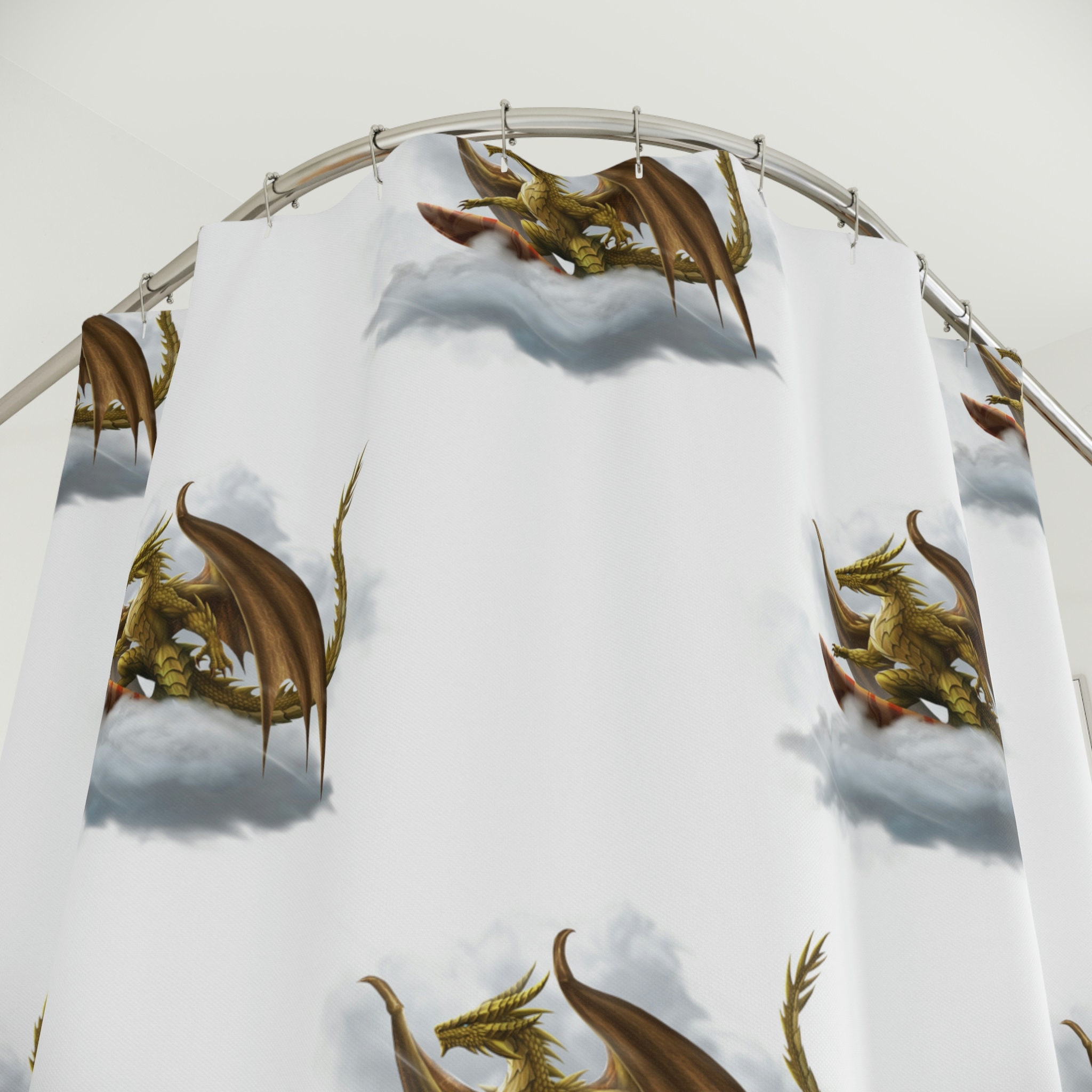Dragon Cloud Surfing Fantasy Shower Curtain With Bold And Creative Design For Modern Bathroom