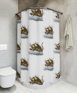 Dragon Cloud Surfing Fantasy Shower Curtain With Bold And Creative Design For Modern Bathroom