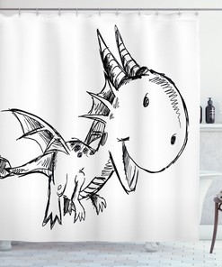 Dragon Lunatic Vintage Bathroom Shower Curtains For A Mythical Theme