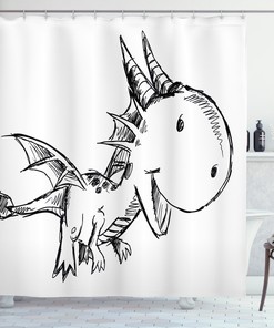 Dragon Lunatic Vintage Bathroom Shower Curtains For A Mythical Theme