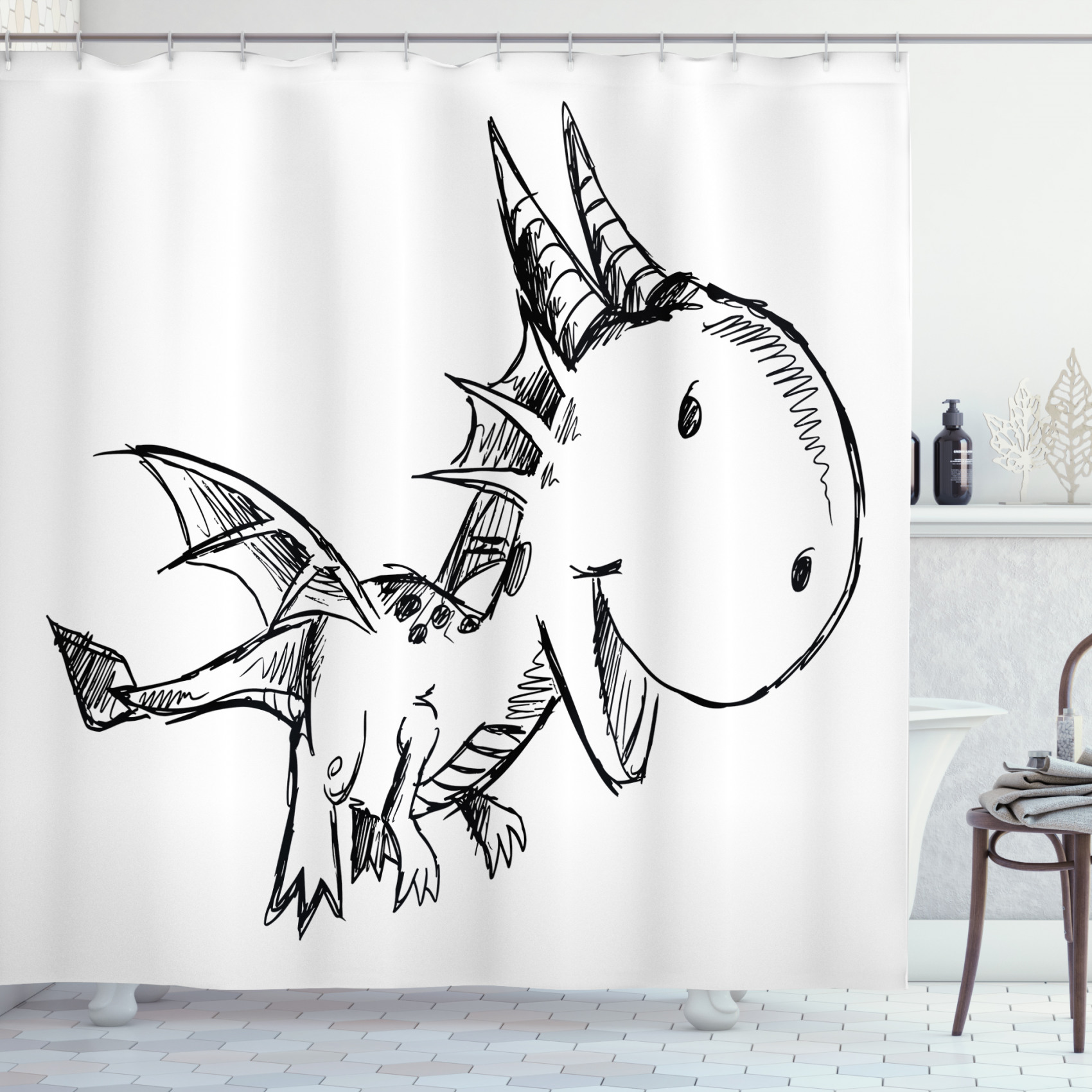 Dragon Lunatic Vintage Bathroom Shower Curtains For A Mythical Theme