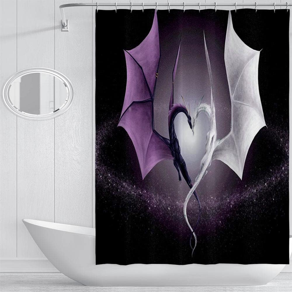 Dragon Shower Curtain With White And Purple Dragon Starry Sky - Biaxun - Image 3