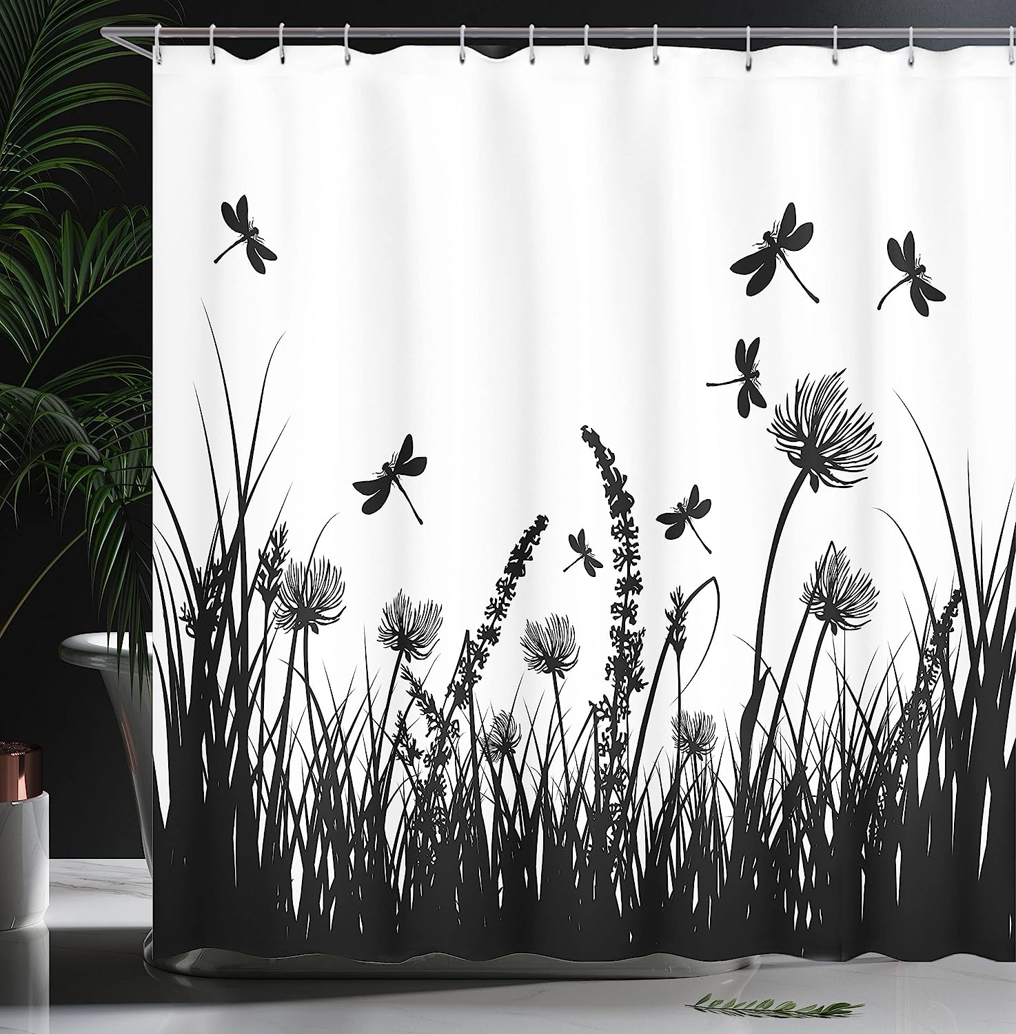 Dragonflies Flying Spring Garden Plants Display Shower Curtain - Image 3