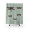 Dragonflies Shower Curtain On Sage Green Base