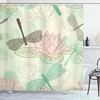 Dragonfly And Water Lily Shower Curtain With Floating Figures And Nature Print