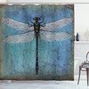 Dragonfly Dreams Grunge Dragonfly Bug Turquoise Print Shower Curtain