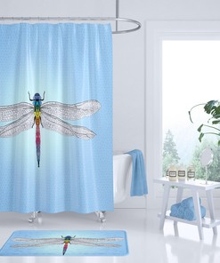 Dragonfly Mosaic Shower Curtain, Fabric Shower Curtain For Bathroom