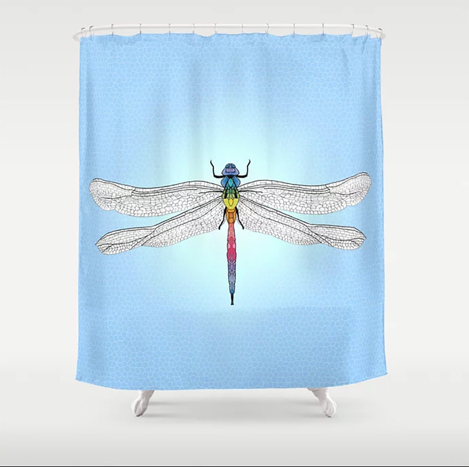 Dragonfly Mosaic Shower Curtain, Fabric Shower Curtain For Bathroom - Image 2