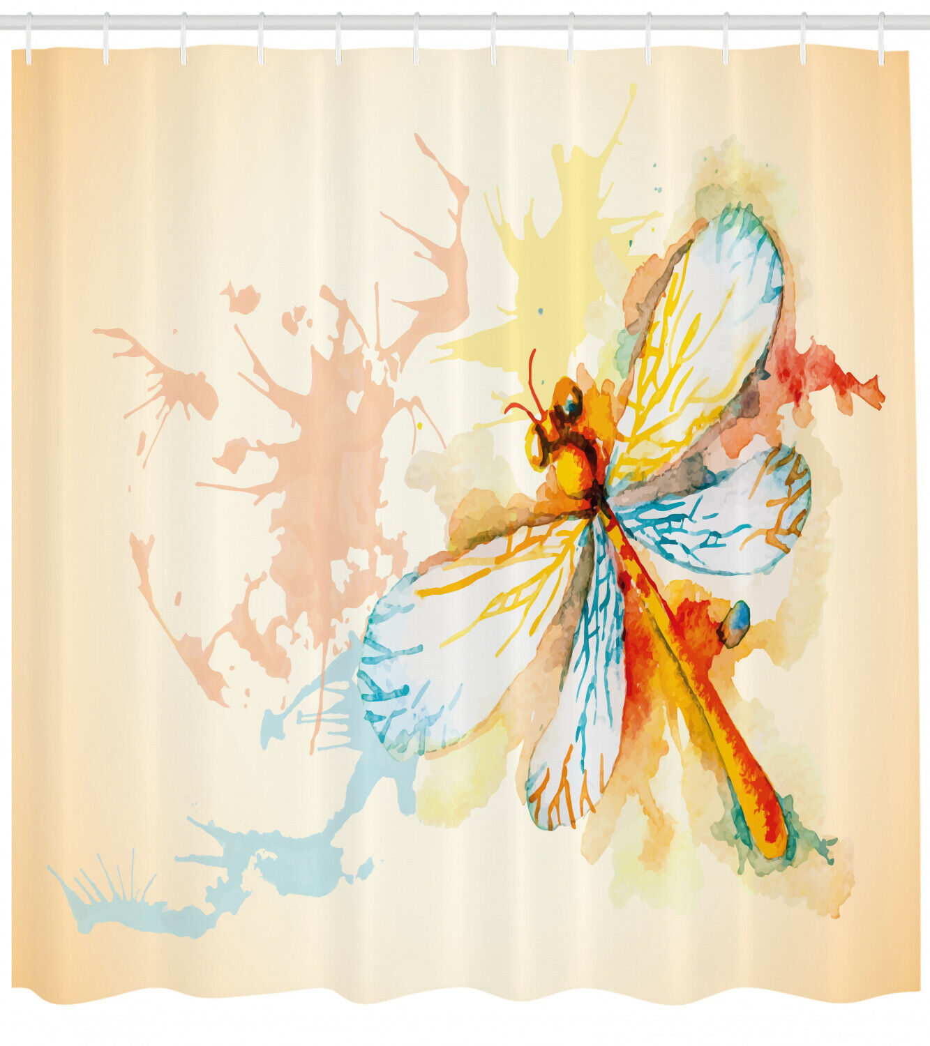 Dragonfly Moth Bug Watercolor Printed Shower Curtain For Your Bathroom - Image 2