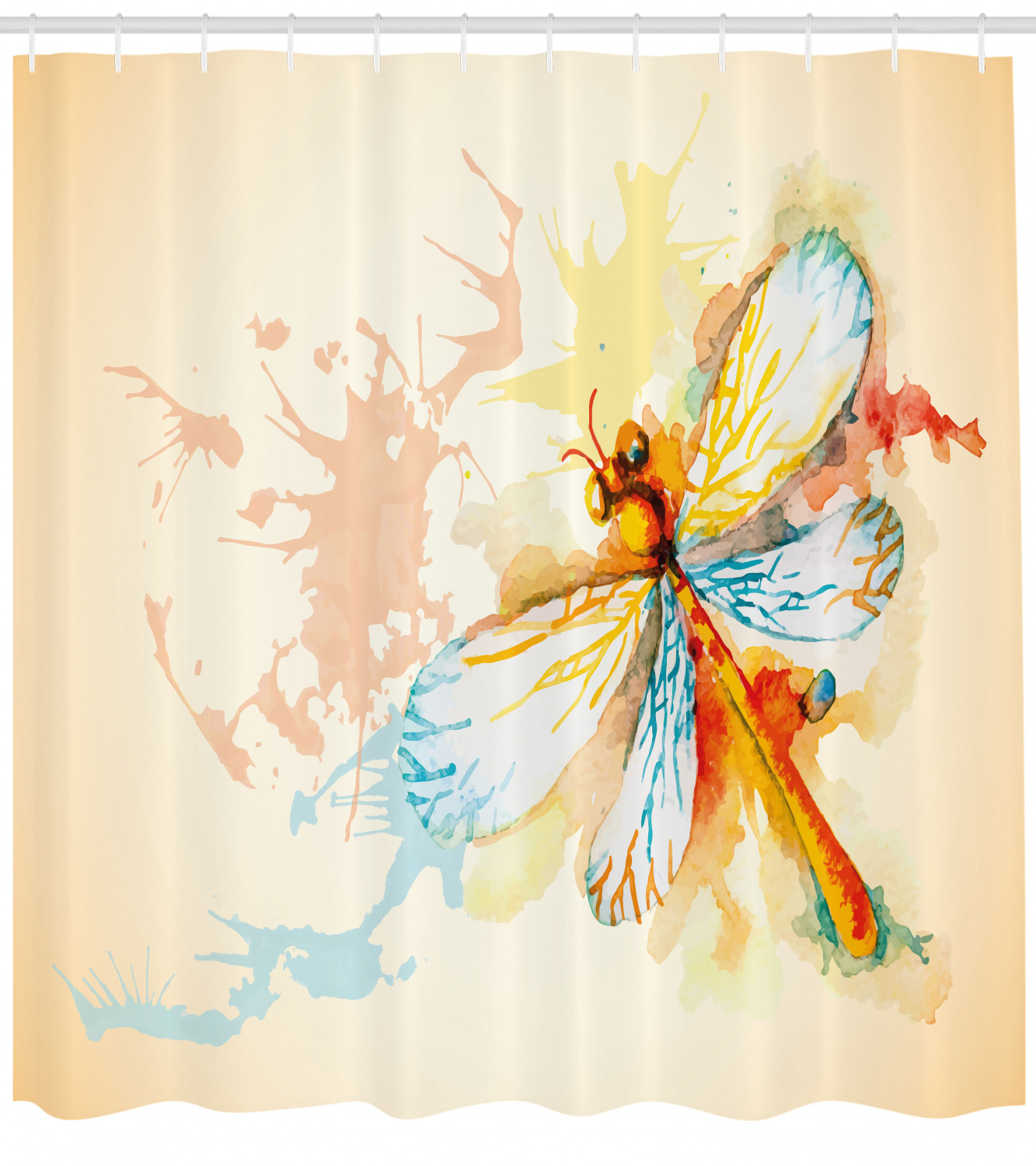 Dragonfly Moth Bug Watercolor Printed Shower Curtain For Your Bathroom - Image 4