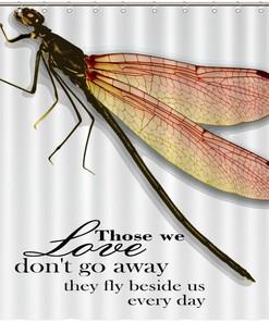 Dragonfly Motto Quotes Shower Curtain for Bathroom Decor