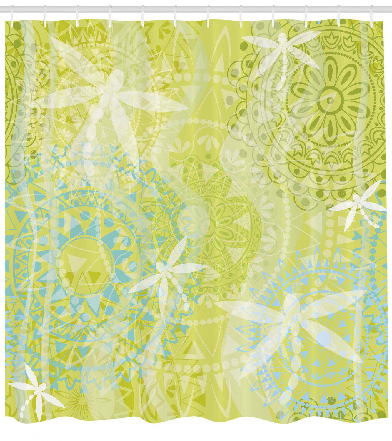 Dragonfly Over Mandala Print Animal Shower Curtain For Bathroom Decor - Image 2