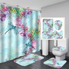 Dragonfly Print 3D Flower Shower Curtain For A Garden-Themed Bathroom Decor