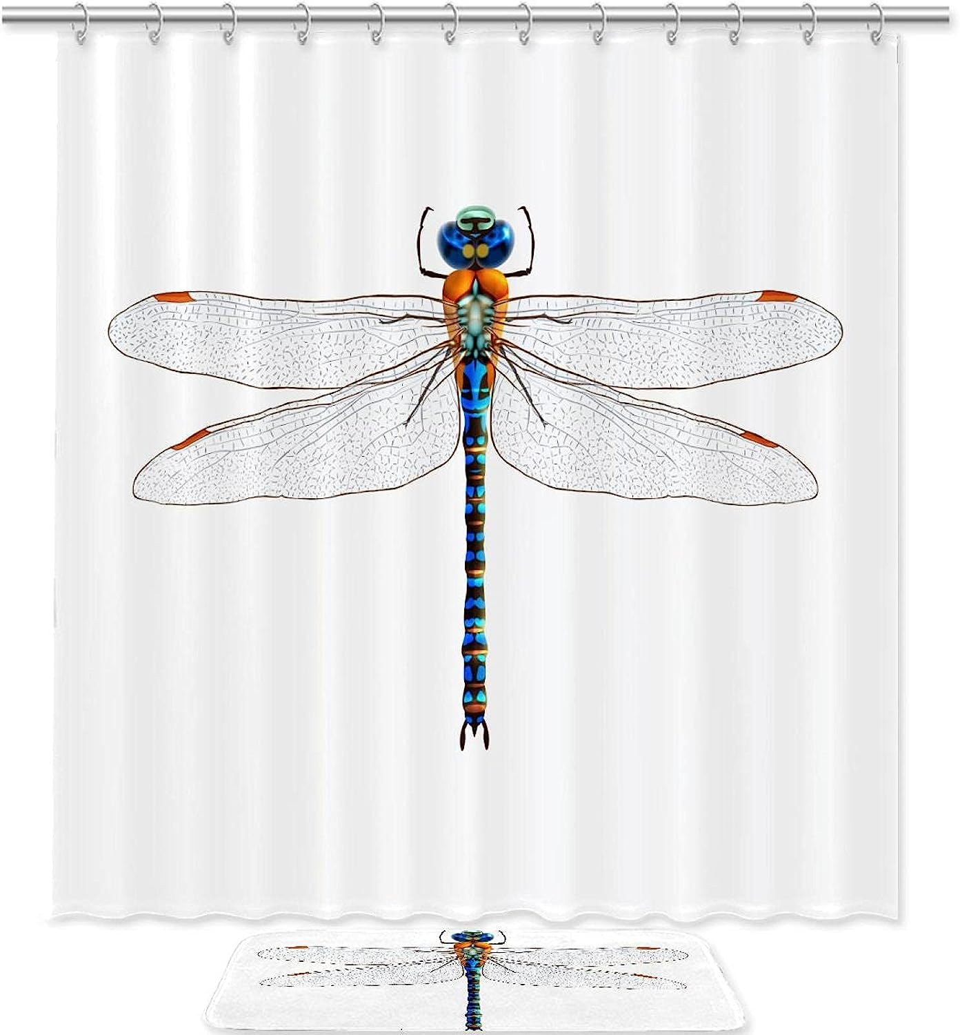 Dragonfly Print Shower Curtain To Add A Pop Of Color To Your Bathroom