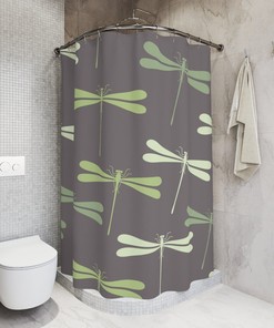 Dragonfly Print Shower Curtain for Nature Inspired Bathroom