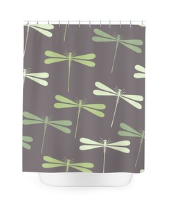 Dragonfly Print Shower Curtain for Nature Inspired Bathroom