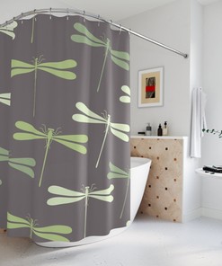 Dragonfly Print Shower Curtain for Nature Inspired Bathroom