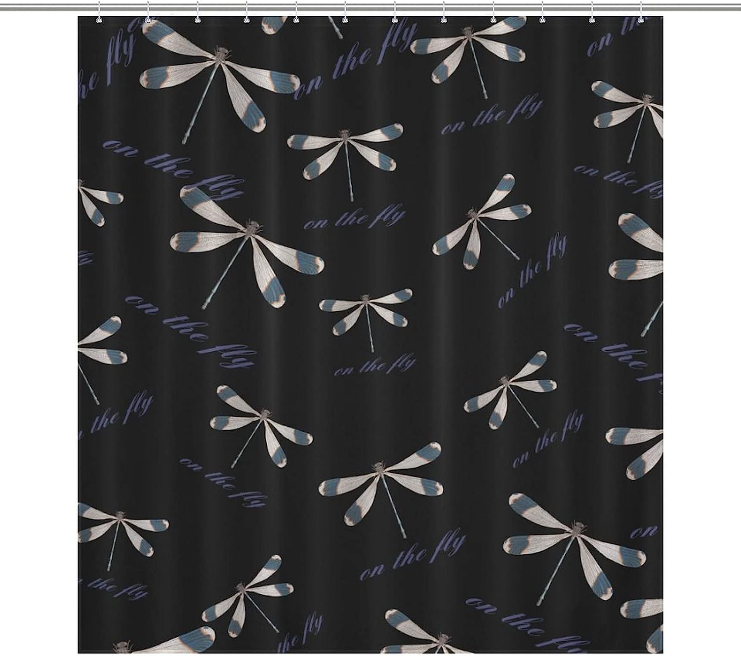 Dragonfly Printed Bathroom Shower Curtain - Funny And Colorful Home Decor Fabric Curtain