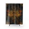 Dragonfly Shower Curtain - Black Bathroom Decor With Waterproof Fabric And Dragonfly Design