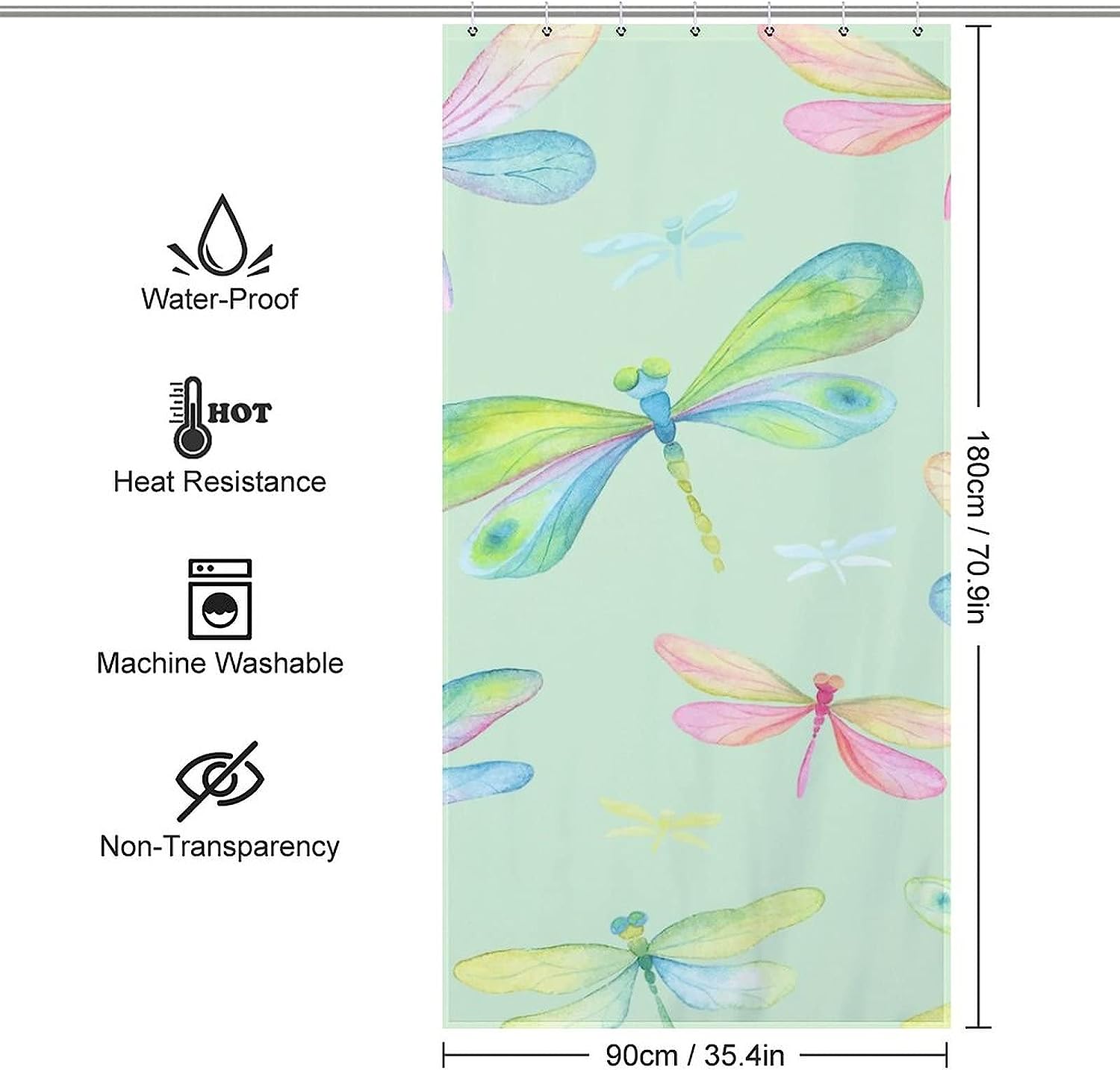 Dragonfly Shower Curtain Cloth Fabric Decorr For Your Apartment Bathroom - Image 2