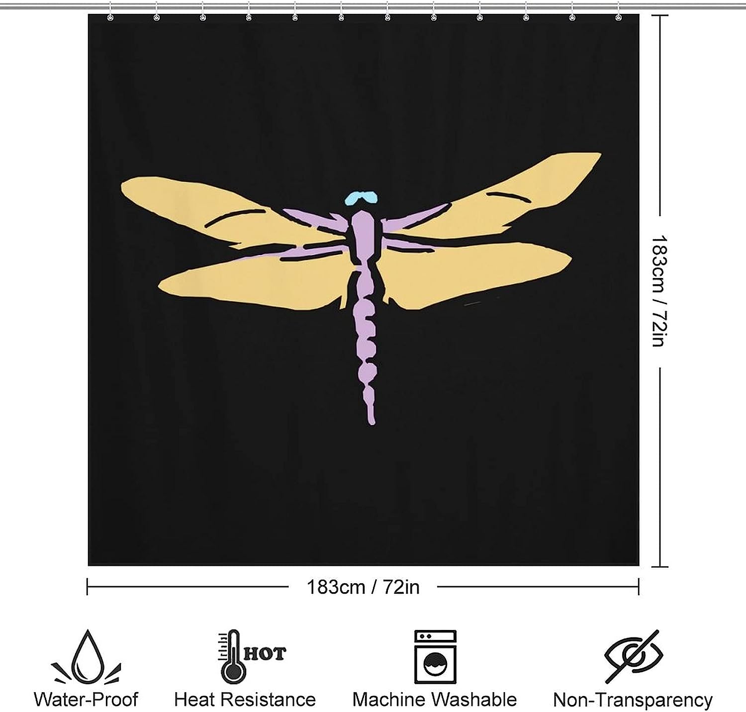 Dragonfly Shower Curtain - Cute Bath Shower Curtain For Bathroom Hotel - Image 2