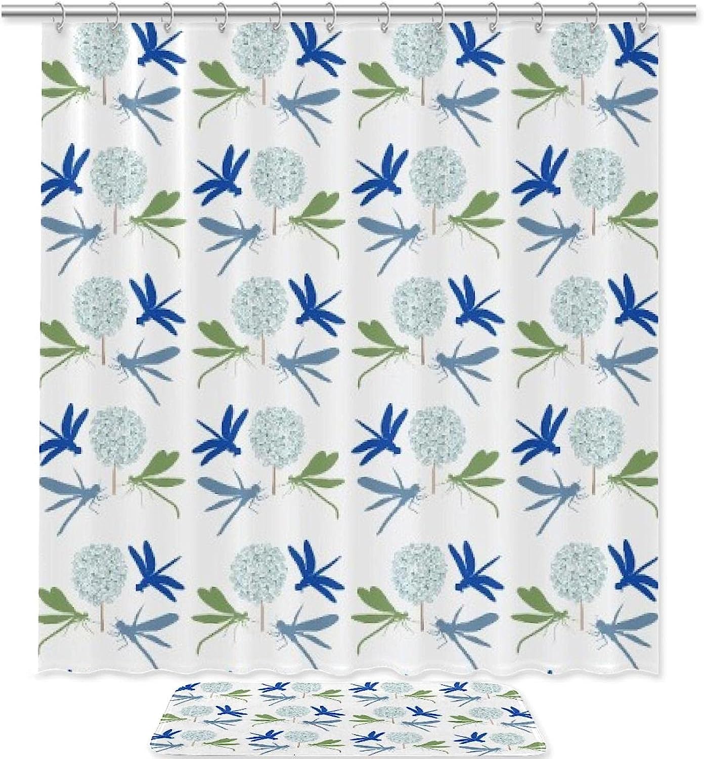 Dragonfly Silhouette And Hydrangea Vintage Shower Curtain - Chic And Feminine Design